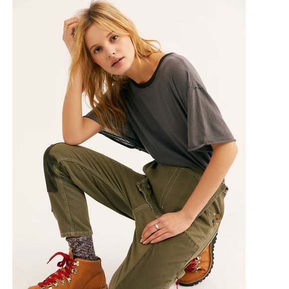 We The Free Tops - We The Free Clarity Ringer Free People Charcoal Soft Tee Shirt Oversized Medium